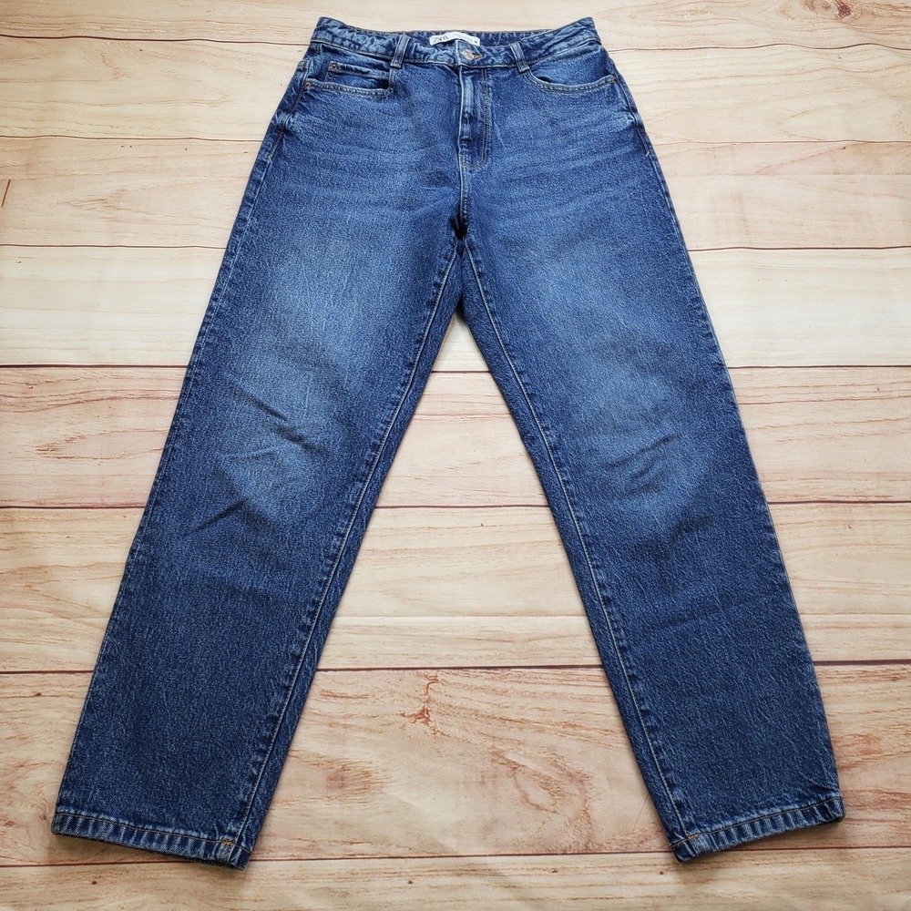 Zara Jeans Womens 8 Blue Medium Wash Mom Relaxed High Rise Denim 28x27 Ladies‎